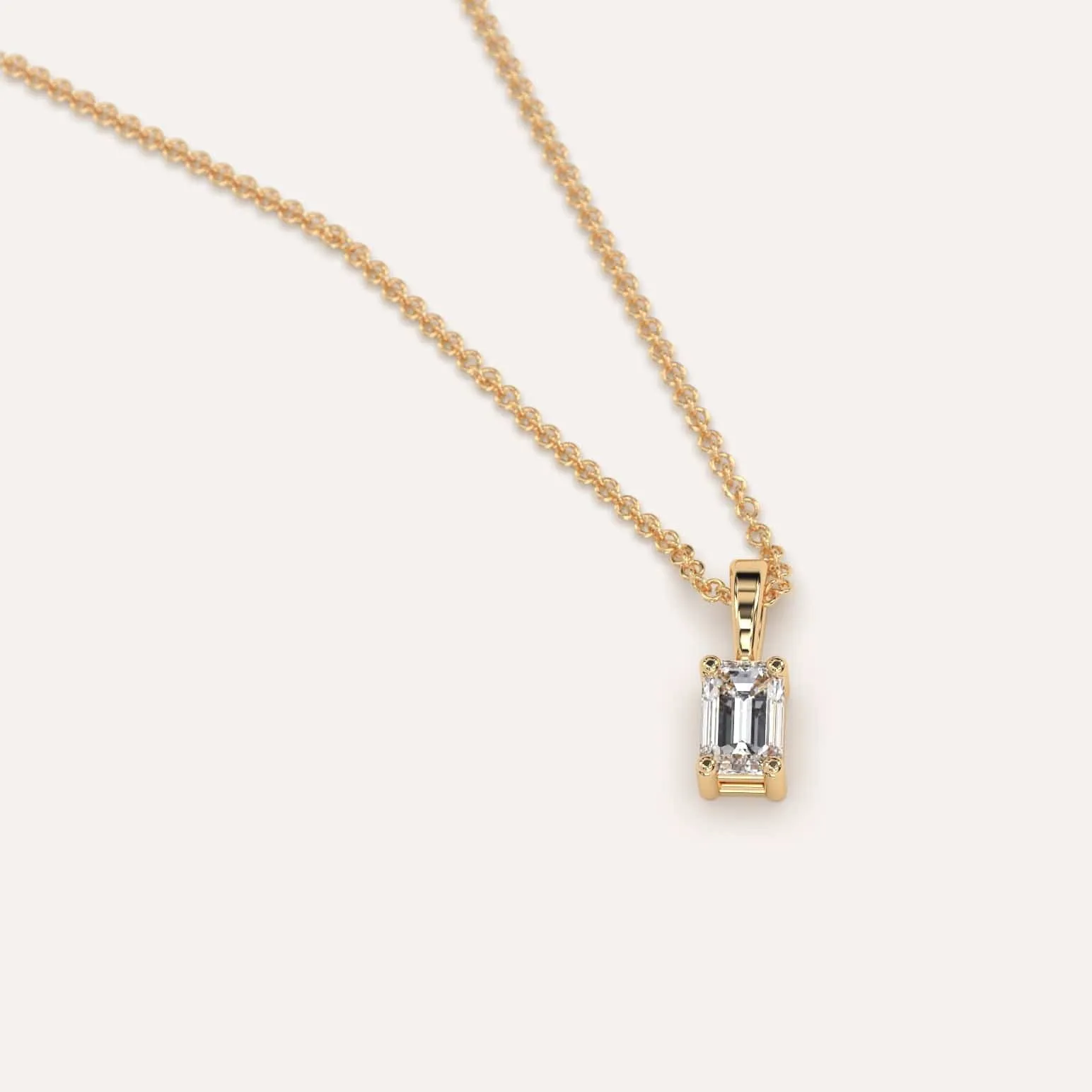 1/4 carat Emerald Diamond Pendant Necklace
