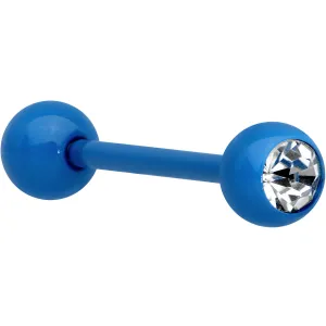 14 Gauge 5/8 Clear Gem Blue Acrylic Over Steel Tongue Ring