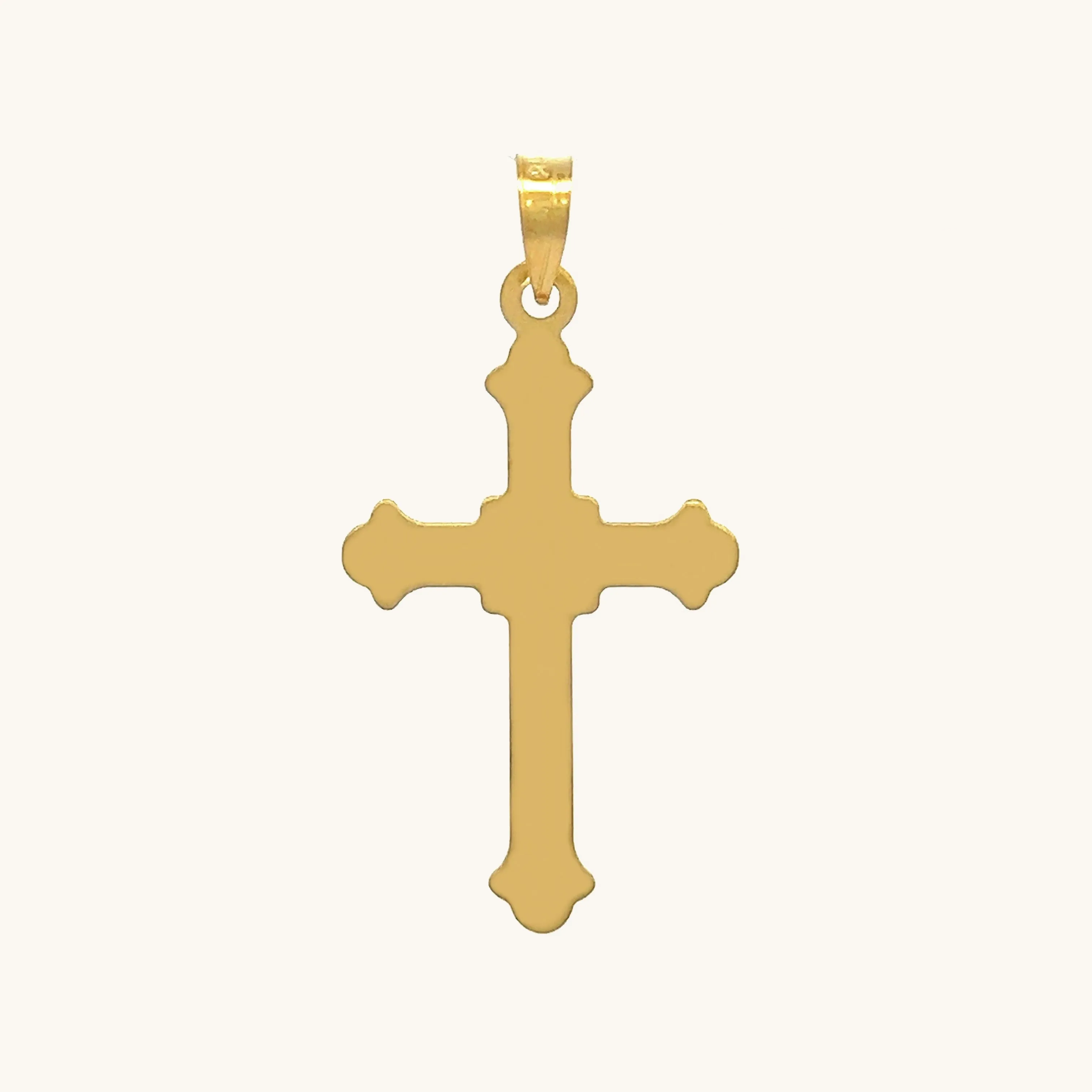 14K GOLD BUDDED EDGE CROSS PENDANT