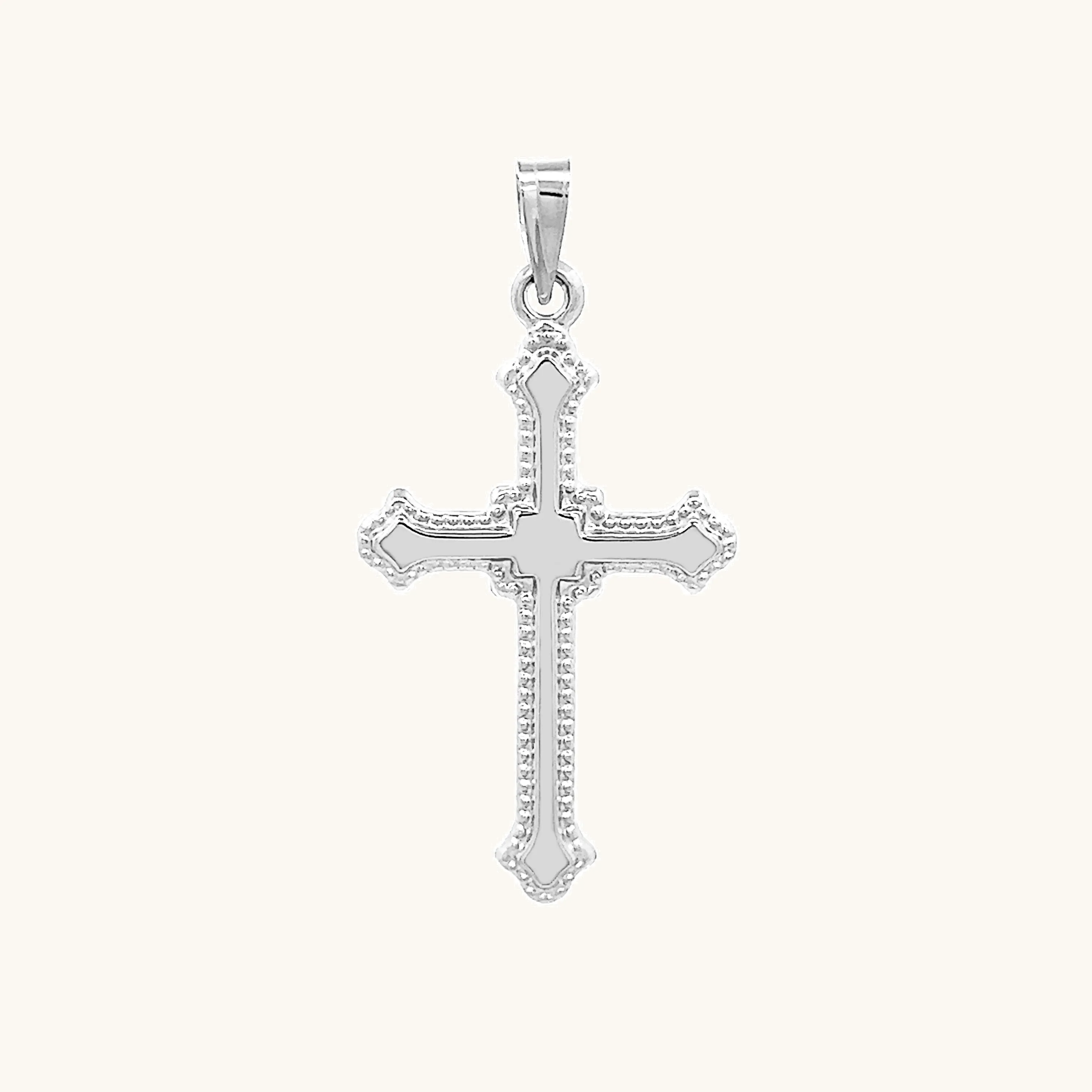 14K GOLD BUDDED EDGE CROSS PENDANT