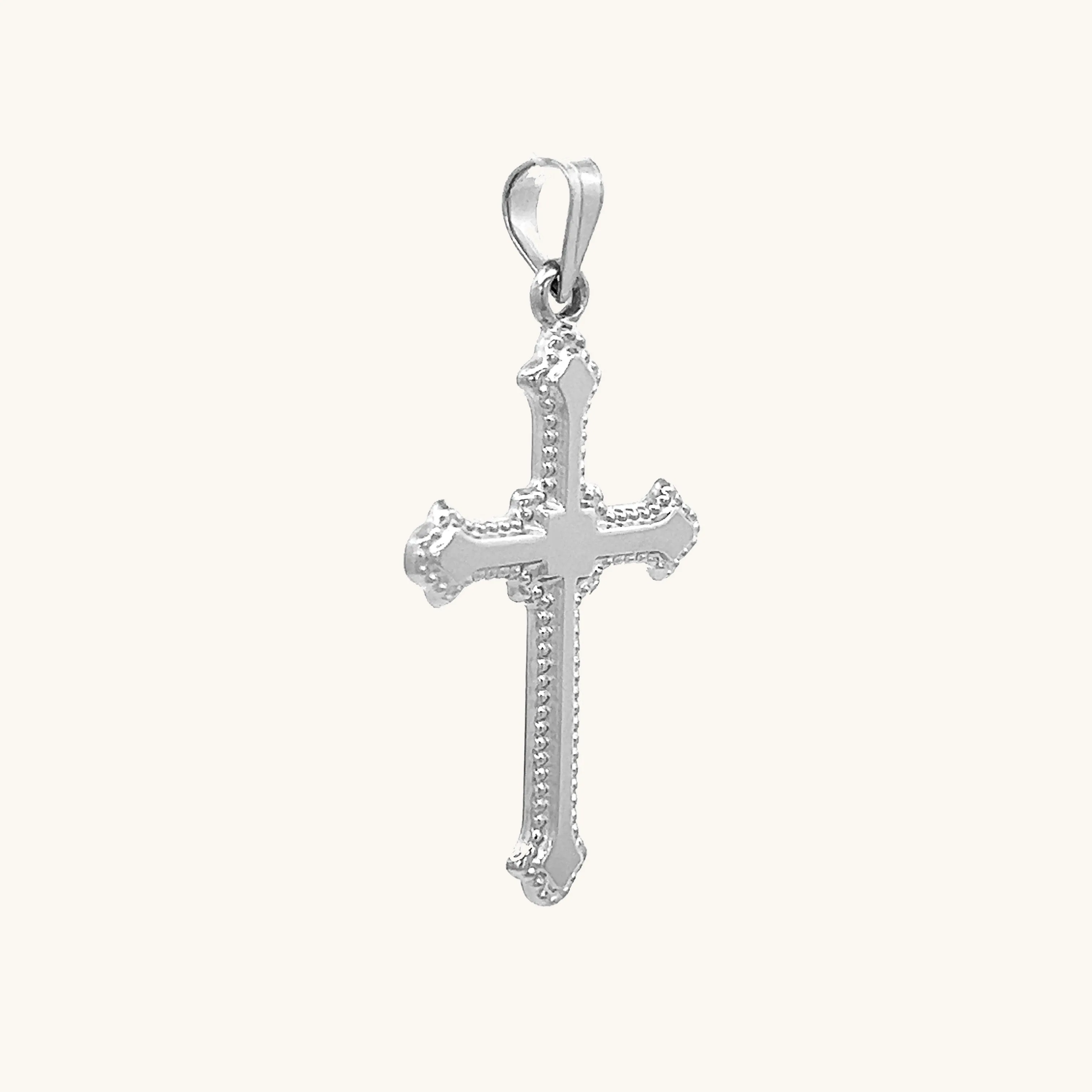 14K GOLD BUDDED EDGE CROSS PENDANT