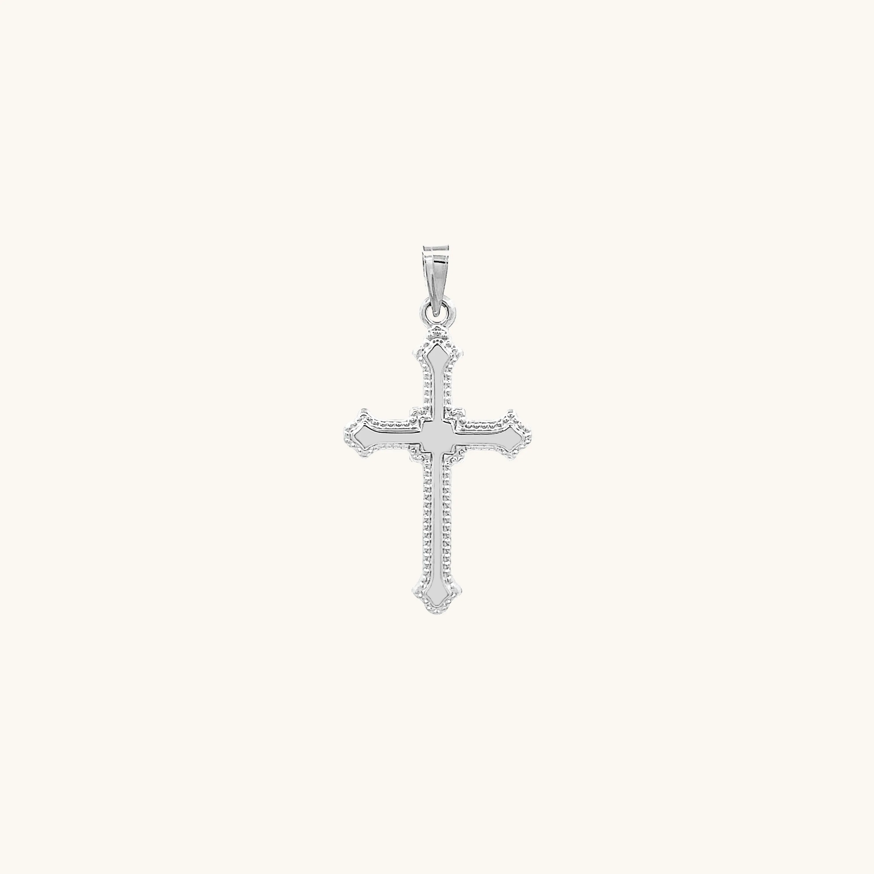 14K GOLD BUDDED EDGE CROSS PENDANT