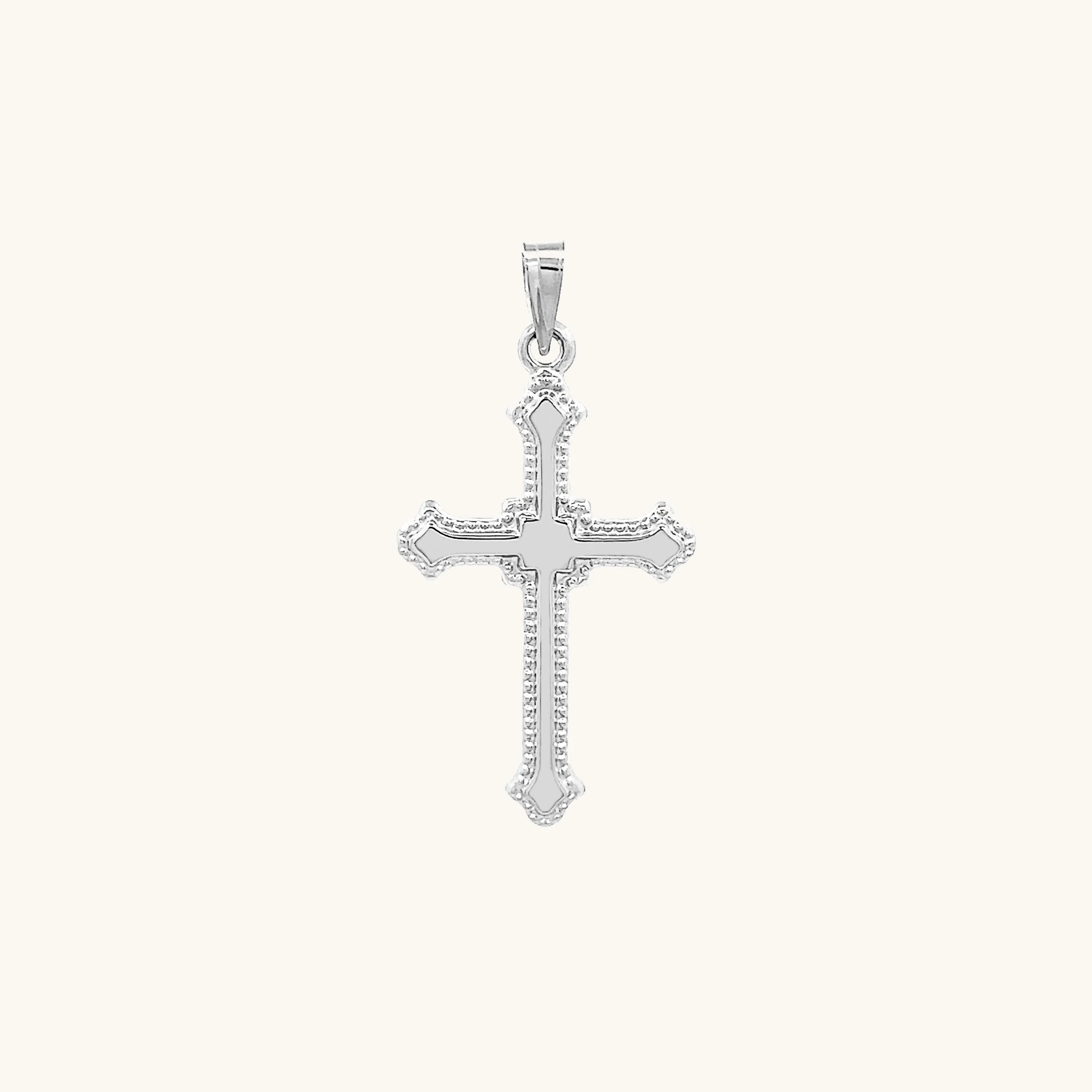 14K GOLD BUDDED EDGE CROSS PENDANT