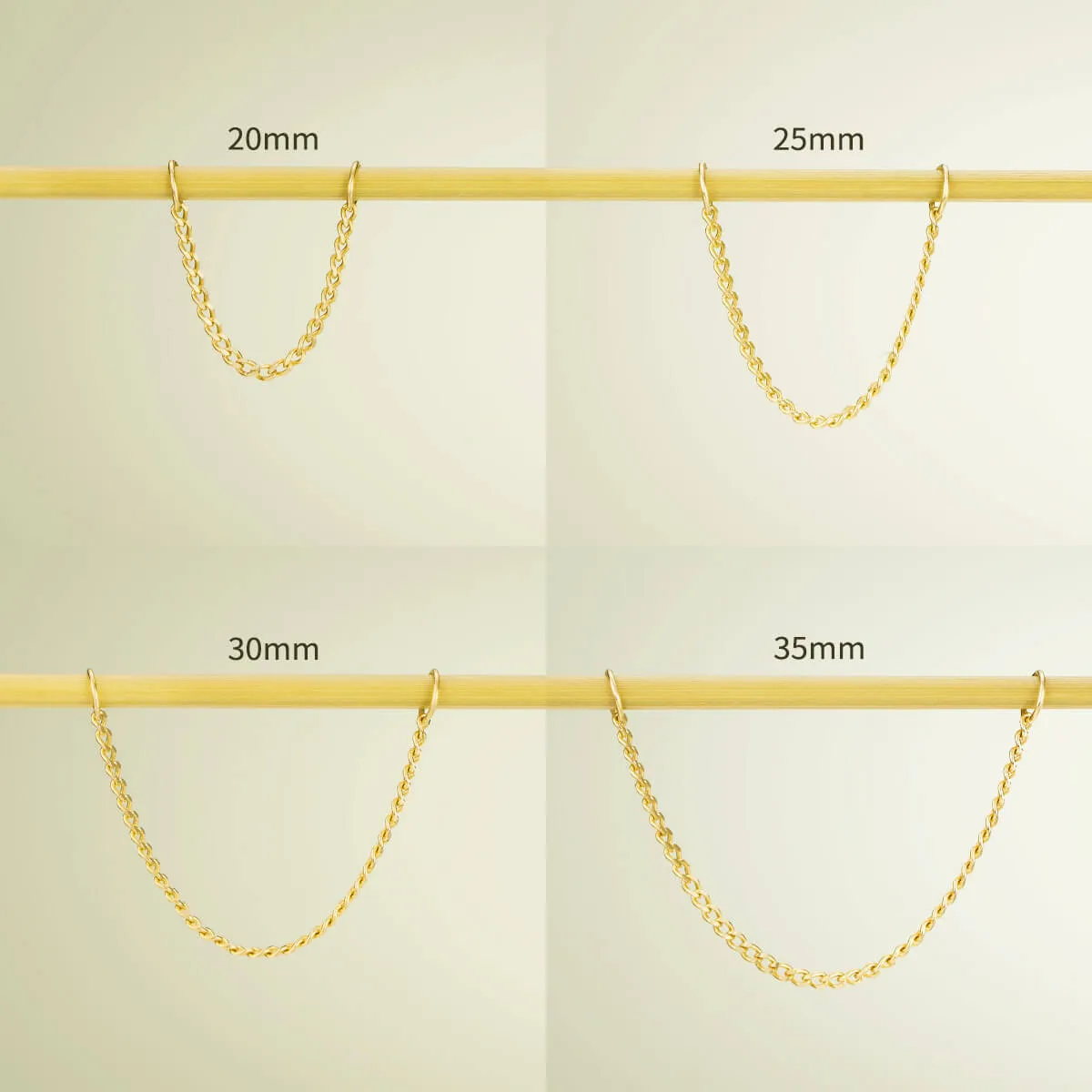 14K Solid Gold Single Chain Cartilage Earring