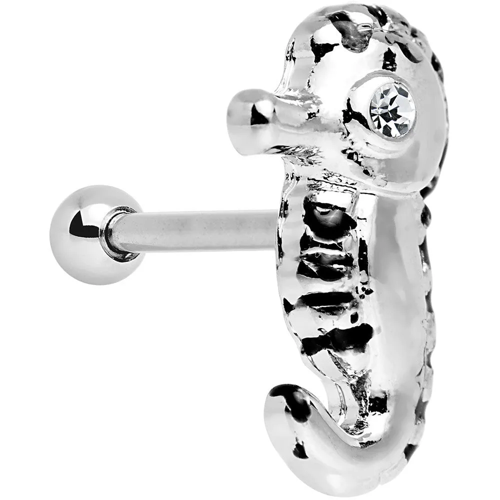 16 Gauge 1/4 Clear Gem Eyeball Seahorse Cartilage Earring