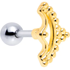 16 Gauge 1/4 Gold Tone Crescent Bow Cartilage Tragus Earring