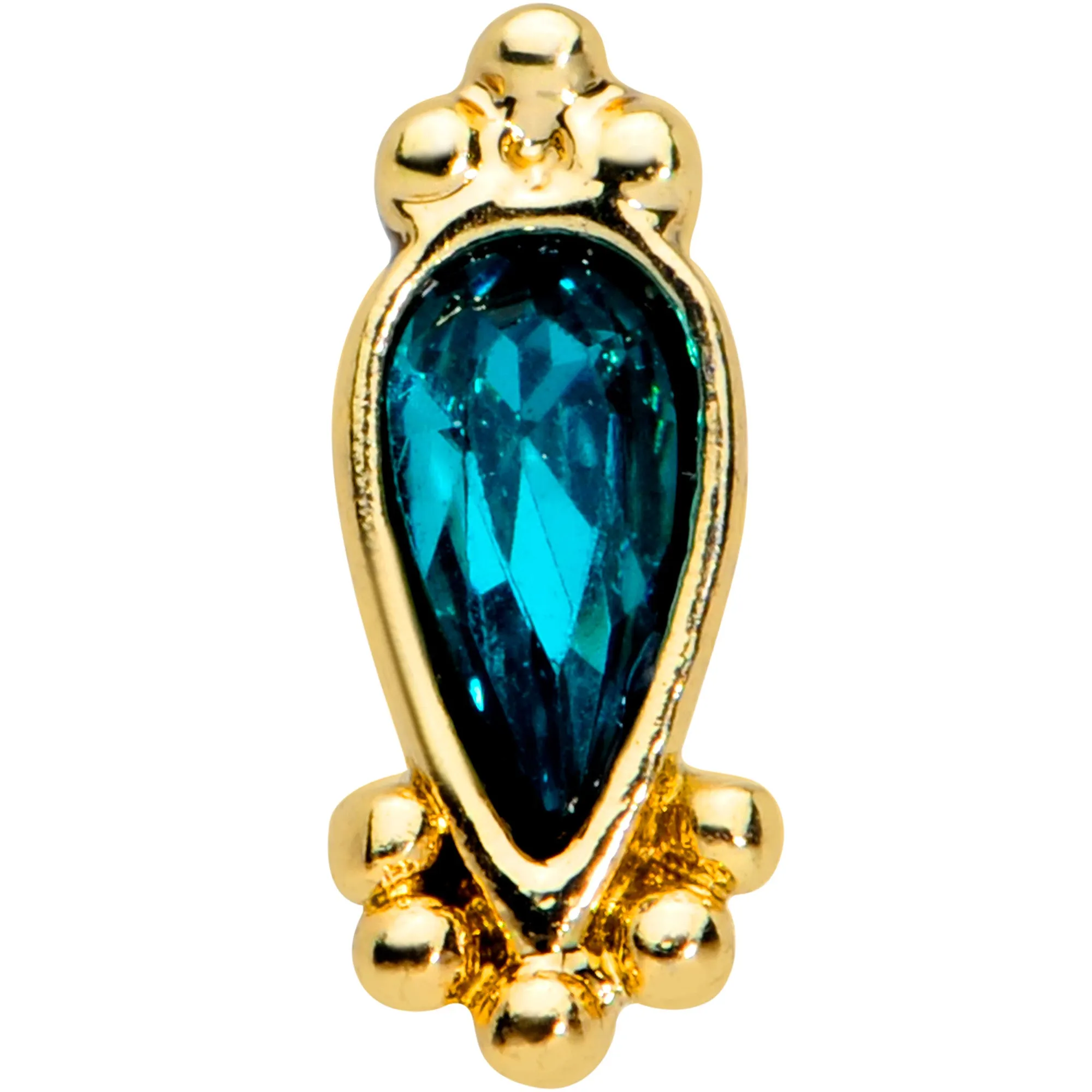 16 Gauge 5/16 Green Gem Gold Tone Teardrop Labret Monroe Tragus