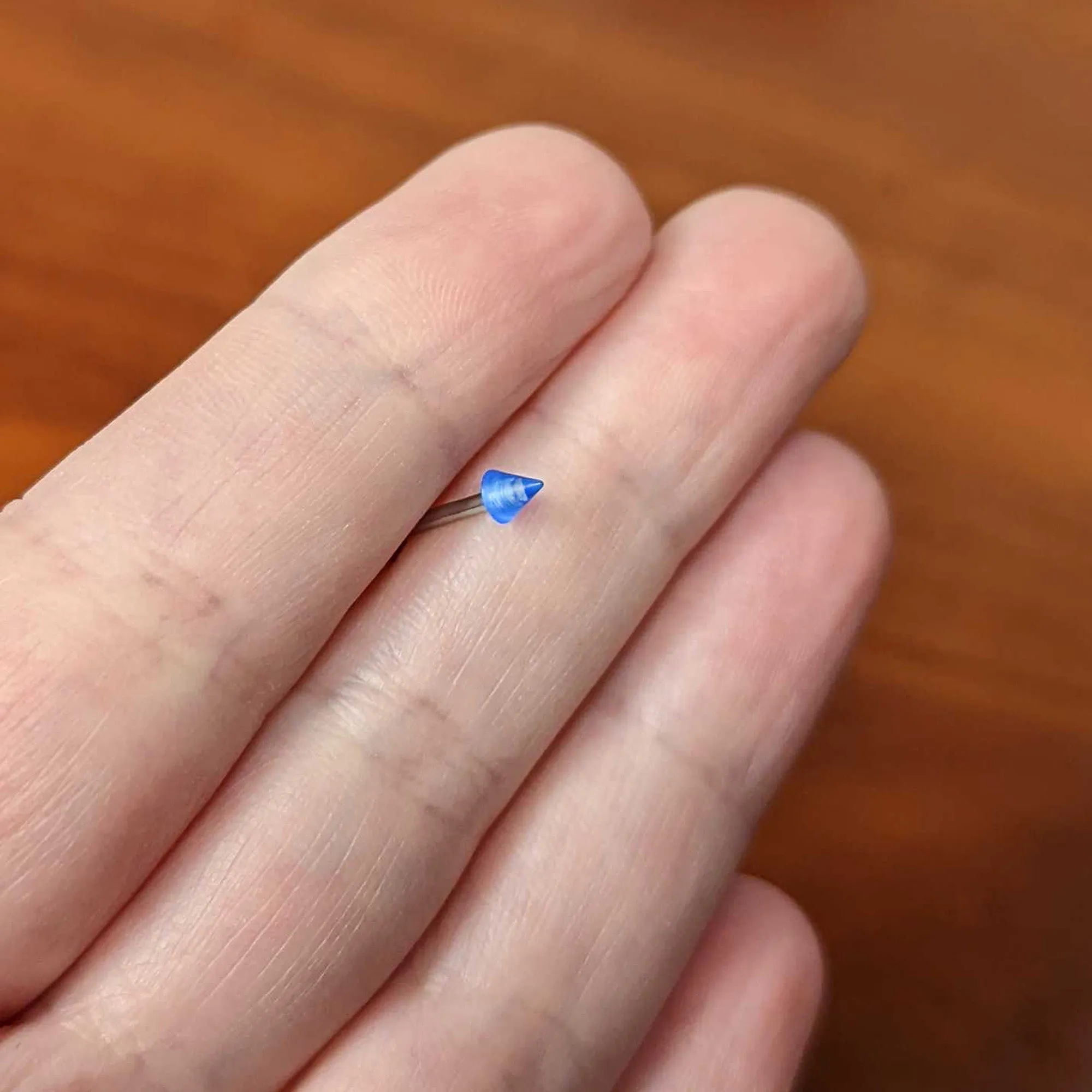 16 Gauge 5/16 Simple 3mm Blue Cone Labret Monroe Tragus