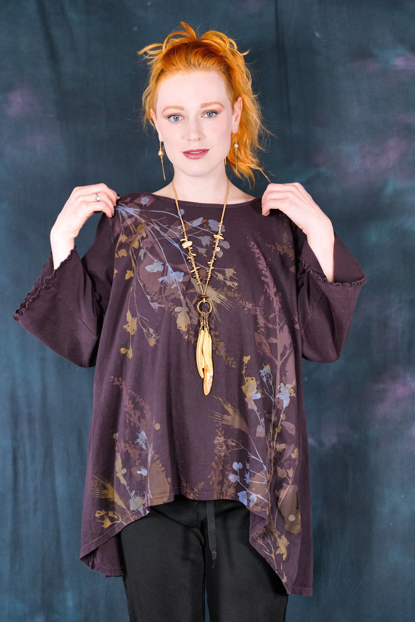 1603 Hi/Lo Organic Tunic Carob-P