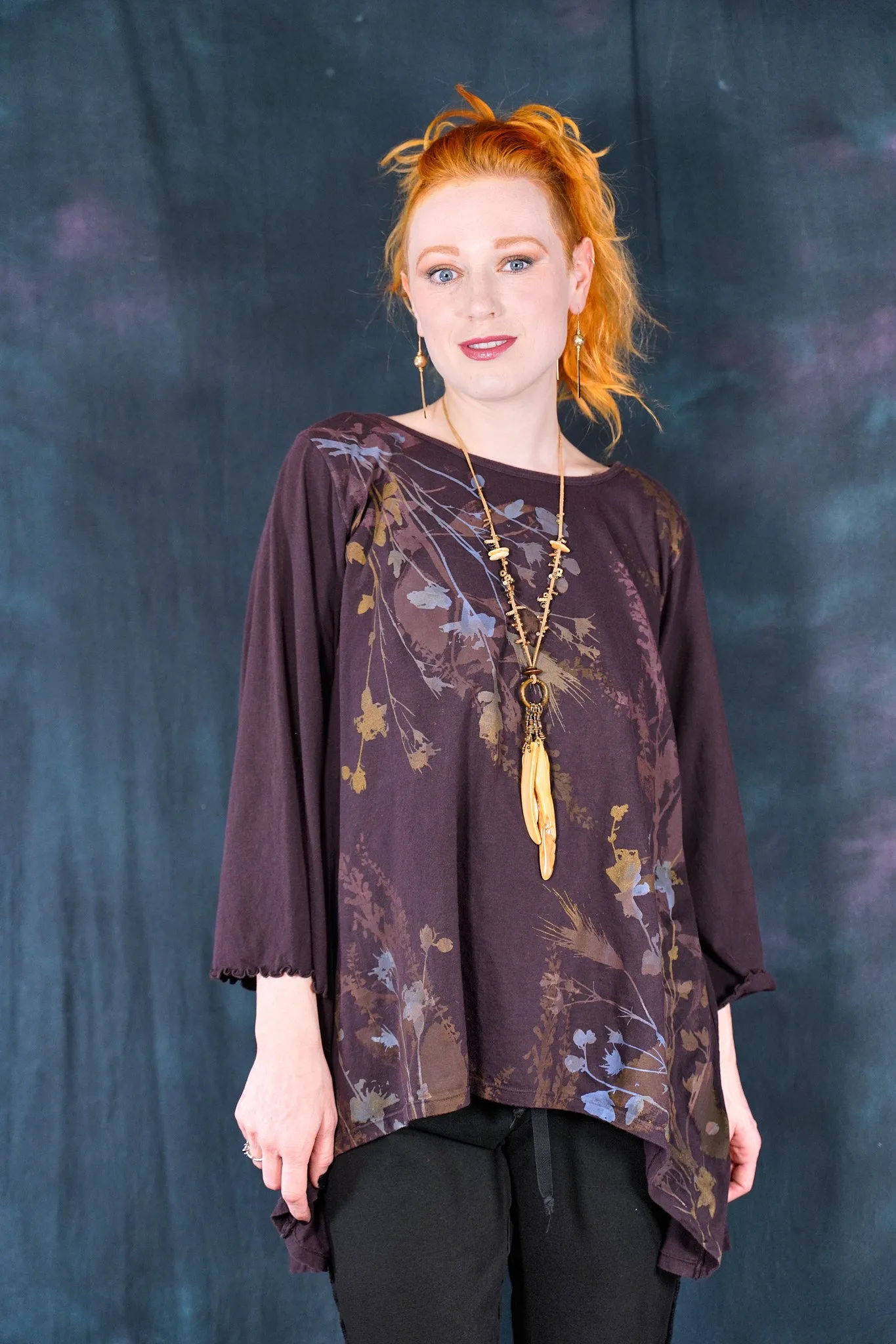 1603 Hi/Lo Organic Tunic Carob-P