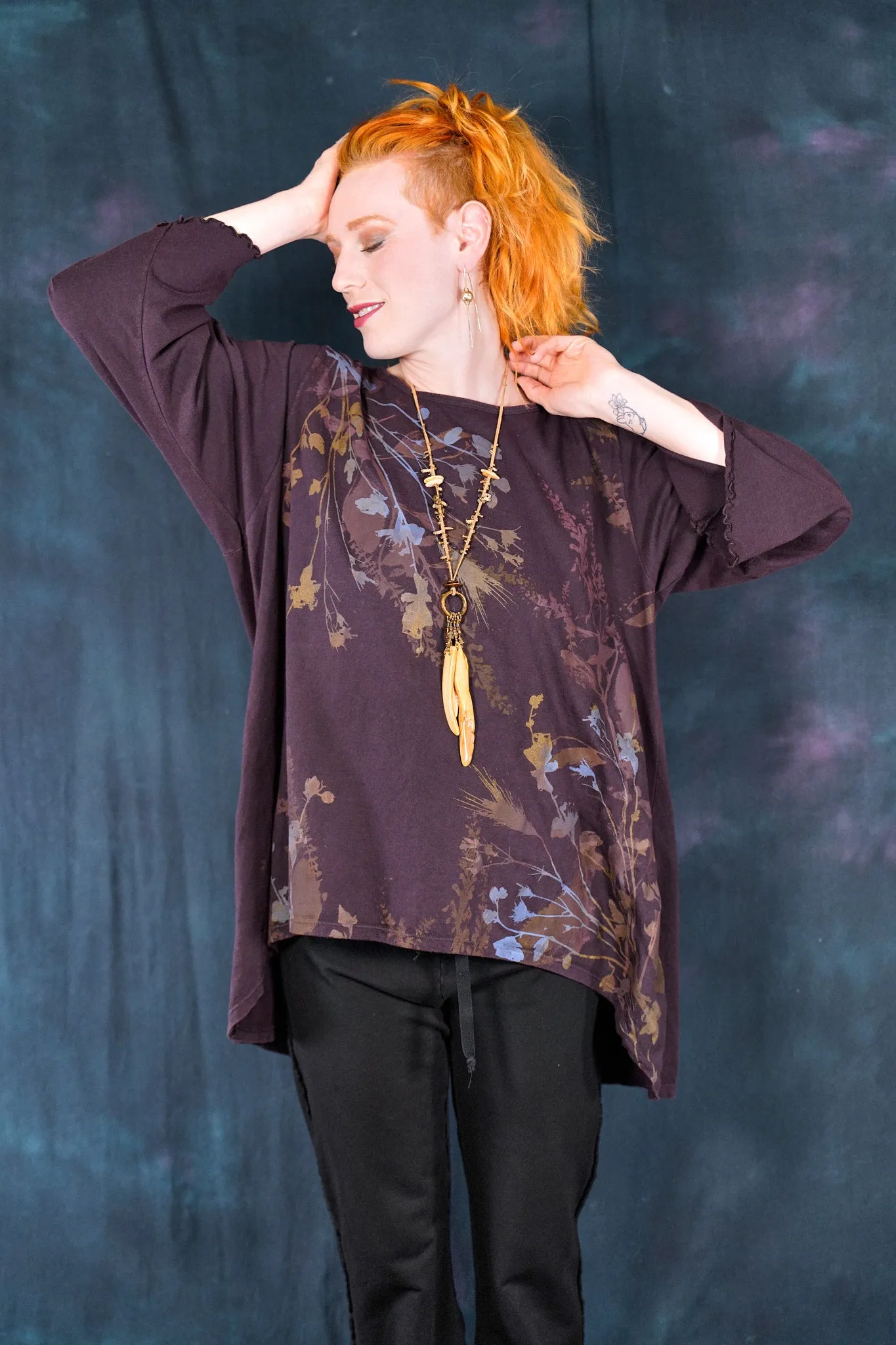 1603 Hi/Lo Organic Tunic Carob-P