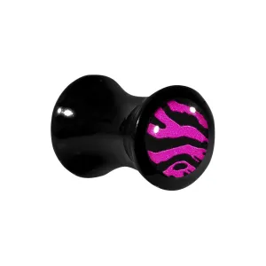 2 Gauge Acrylic Pink Black Zebra Saddle Plug