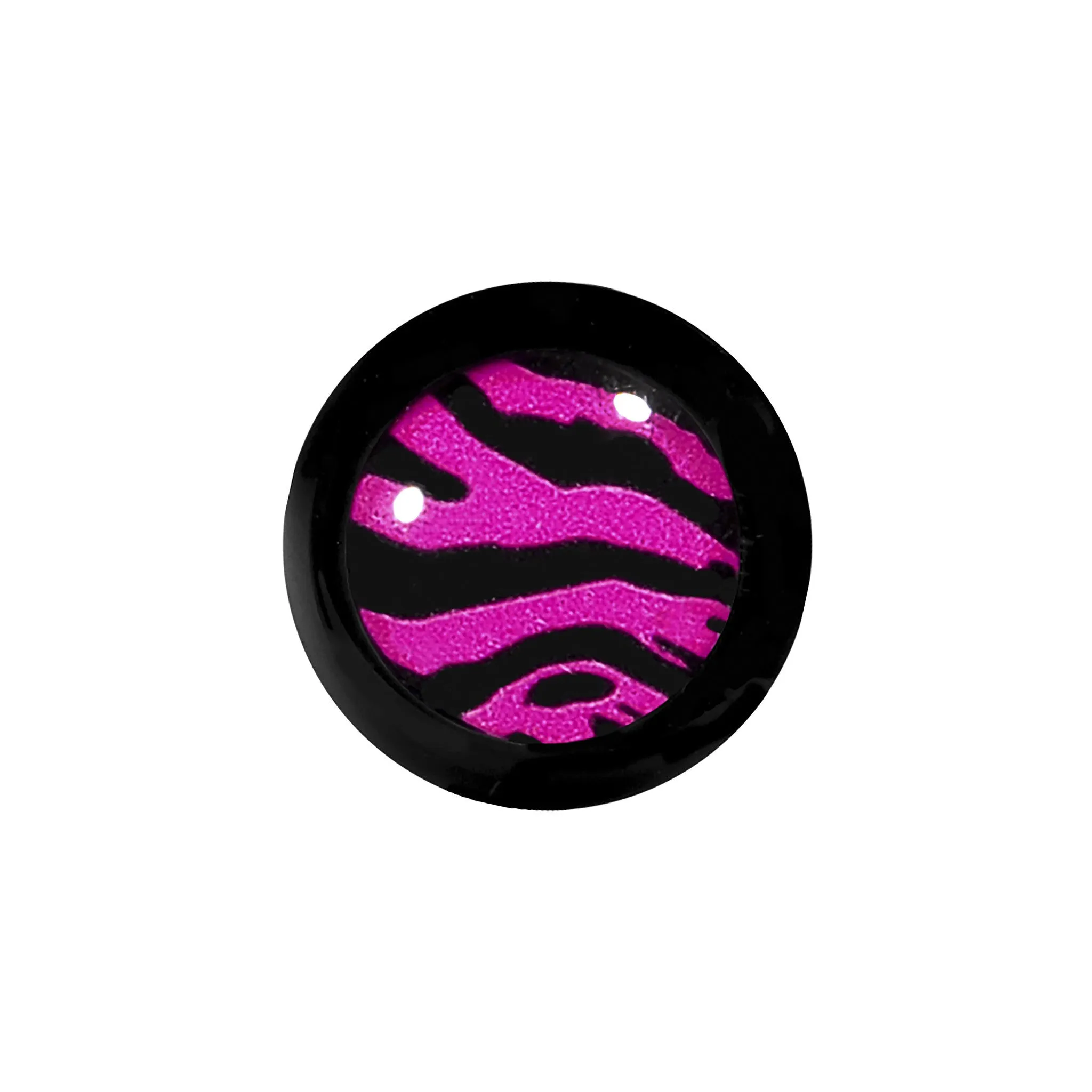2 Gauge Acrylic Pink Black Zebra Saddle Plug