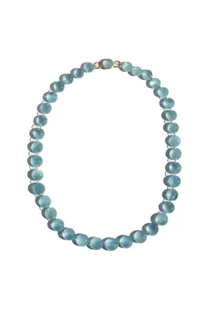 20K Yellow Gold Milky Aquamarine Cabochon 20"  Lady Like Necklace