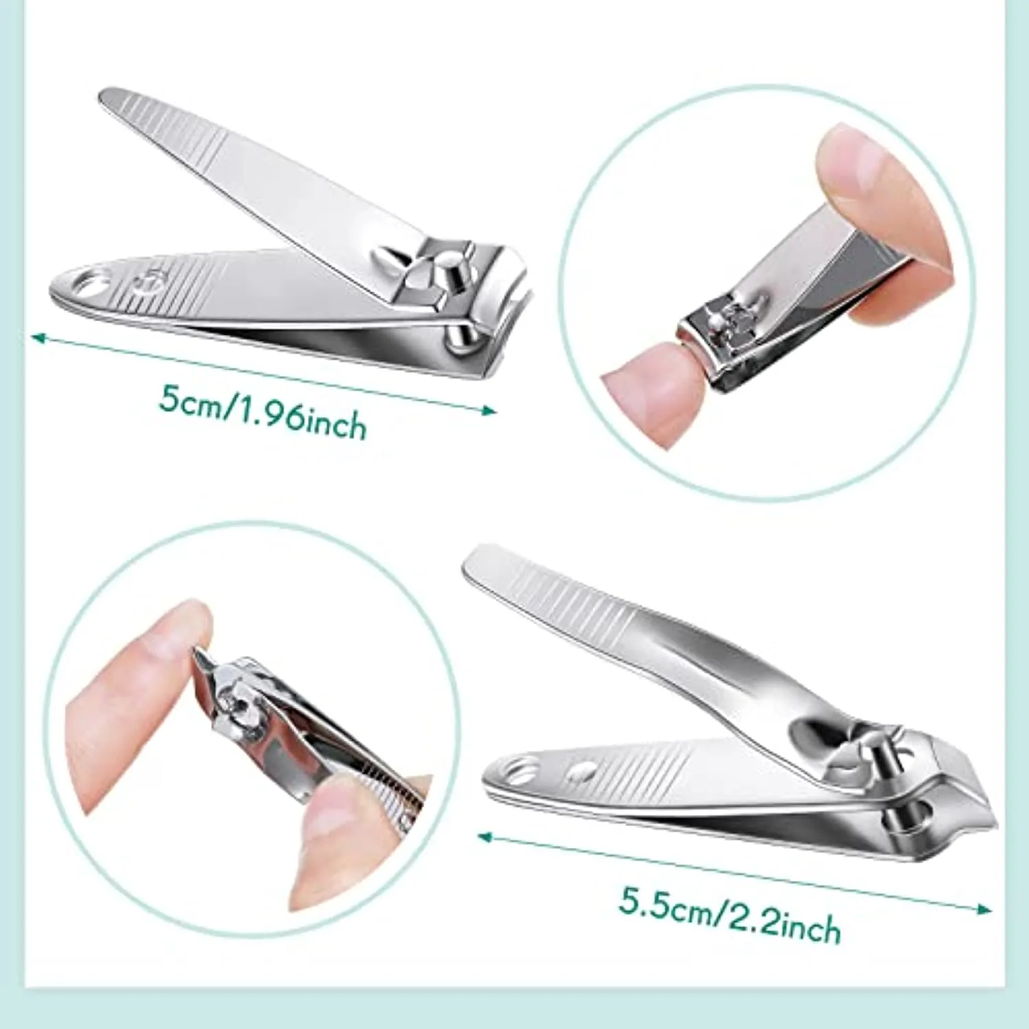 28 Pcs Nail Clippers Stainless Steel Fingernail and Toenail Clipper Slanted Pointed Nail Cutter Straight Edge Nail Clipper Pointed Sturdy Trimmer Set for Men and Women, 2 Designs