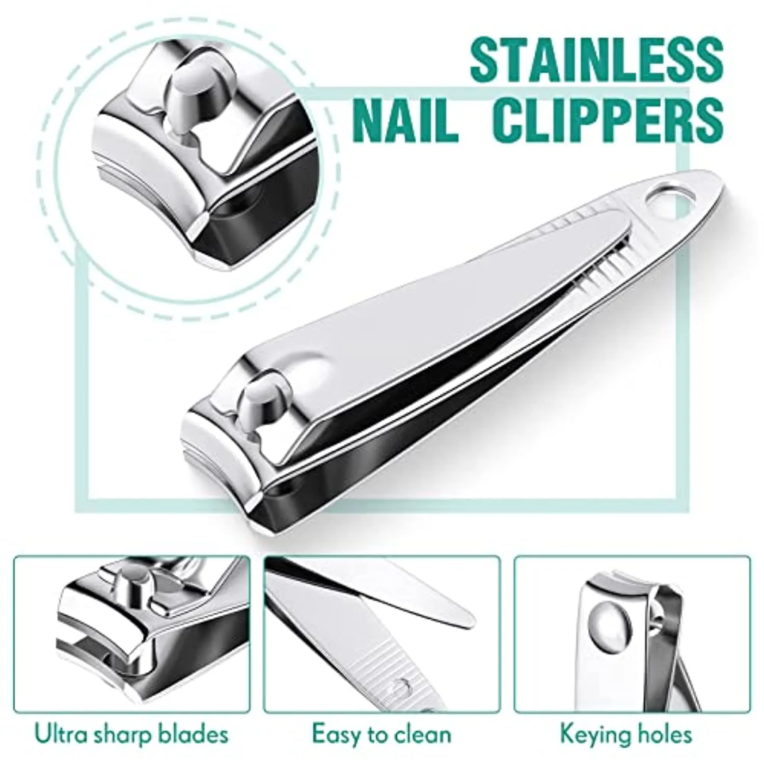 28 Pcs Nail Clippers Stainless Steel Fingernail and Toenail Clipper Slanted Pointed Nail Cutter Straight Edge Nail Clipper Pointed Sturdy Trimmer Set for Men and Women, 2 Designs