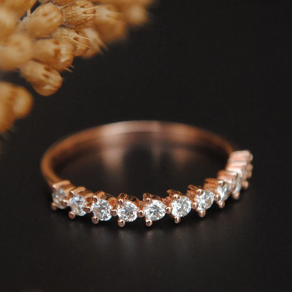 2mm Three Prong Half Eternity Diamond Band