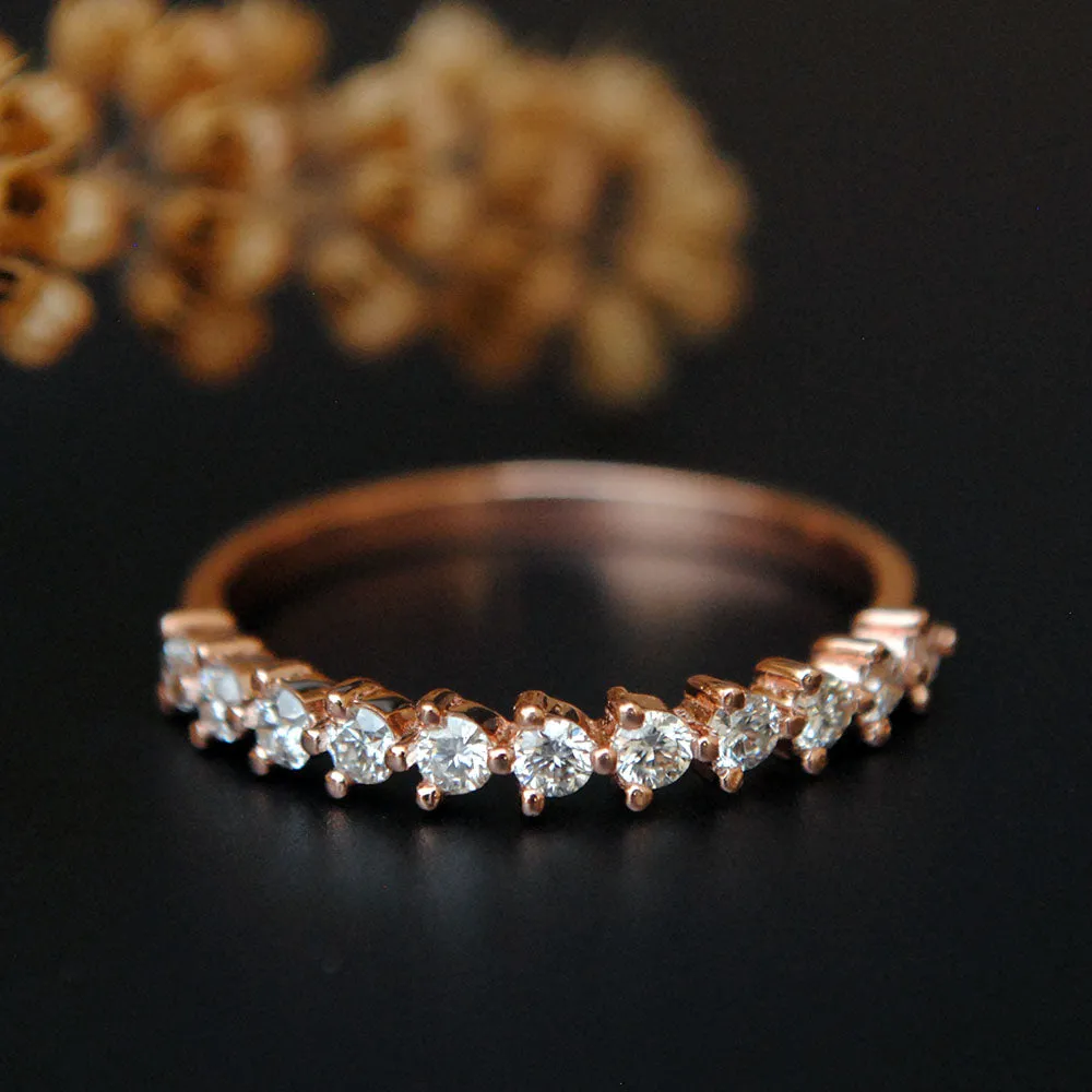 2mm Three Prong Half Eternity Diamond Band