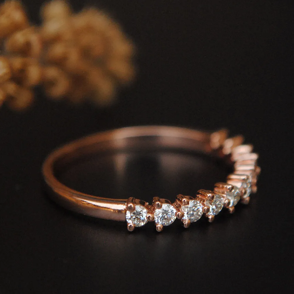 2mm Three Prong Half Eternity Diamond Band