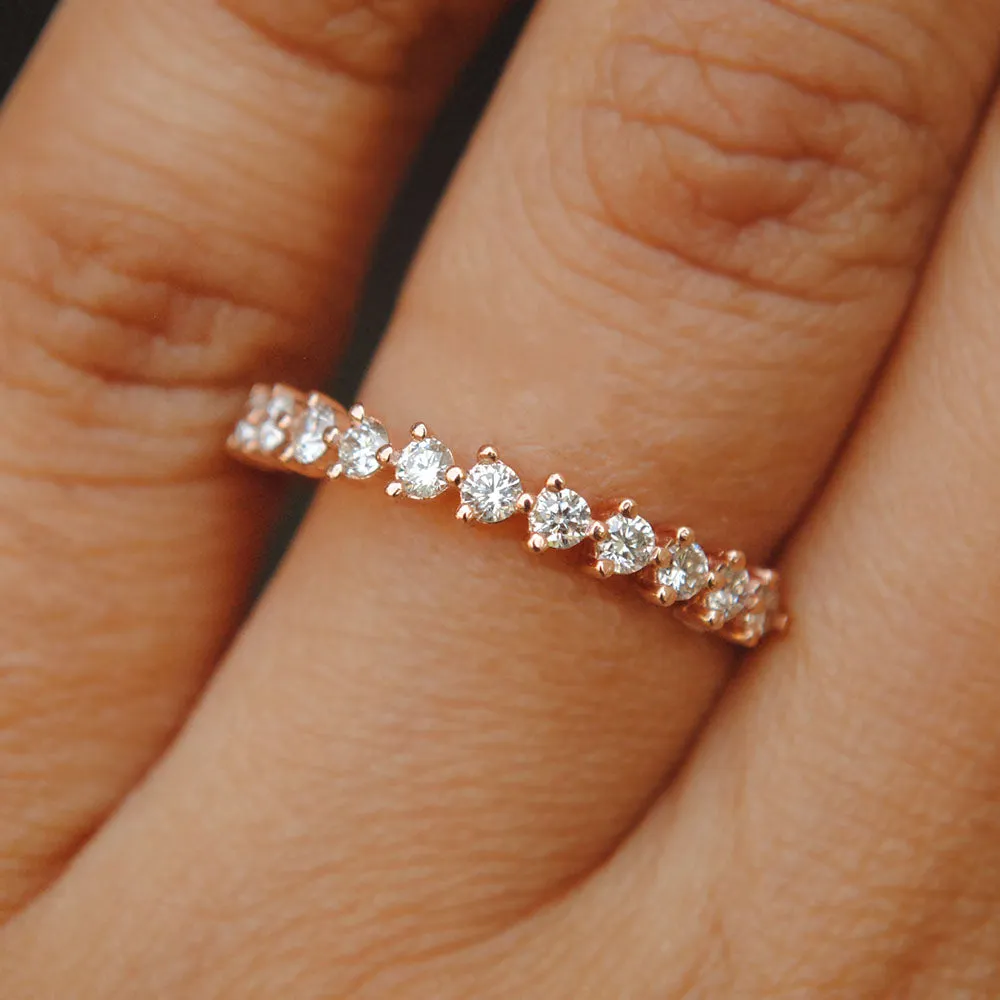 2mm Three Prong Half Eternity Diamond Band