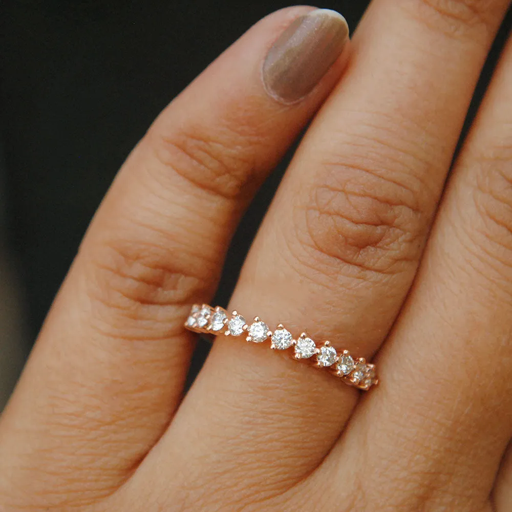 2mm Three Prong Half Eternity Diamond Band