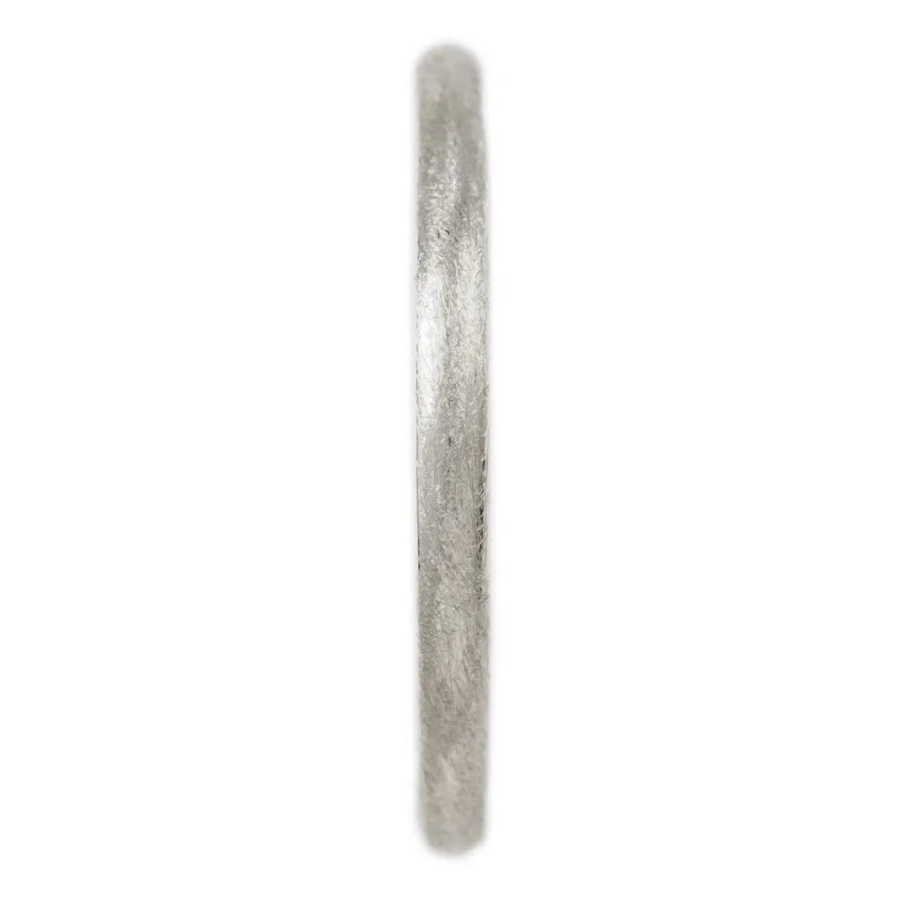 2mm Wide x 1.7 mm Thick, 14k White Gold Half Round Wedding Band, Matte