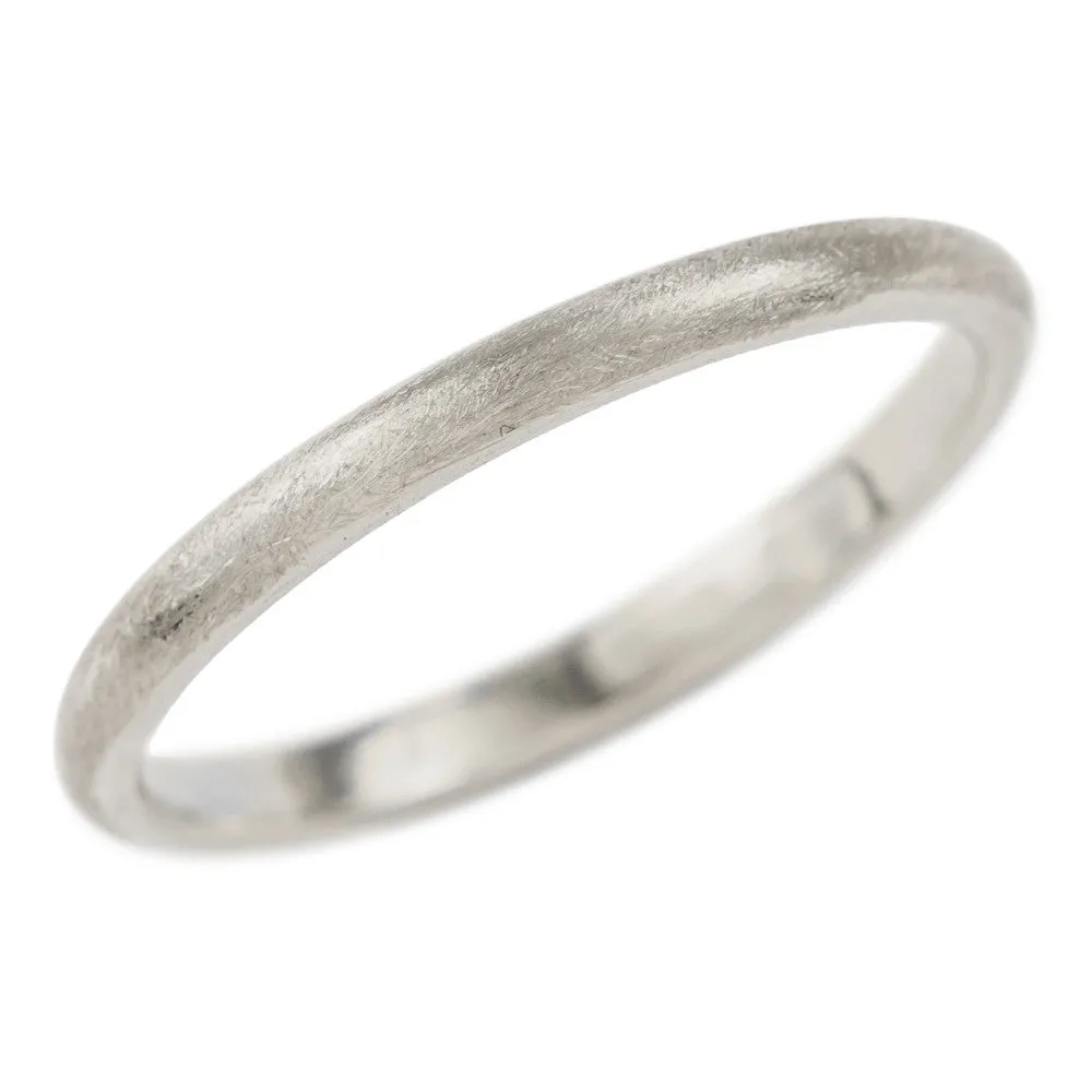 2mm Wide x 1.7 mm Thick, 14k White Gold Half Round Wedding Band, Matte