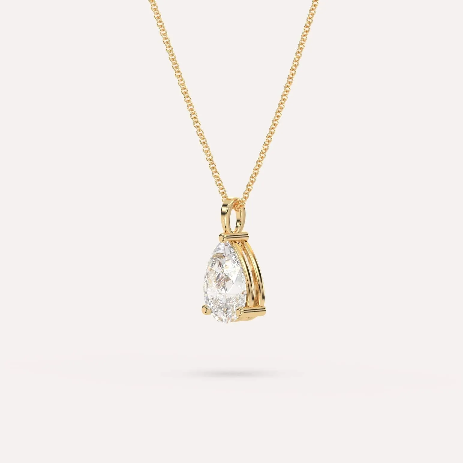 3 carat Pear Diamond Pendant Necklace