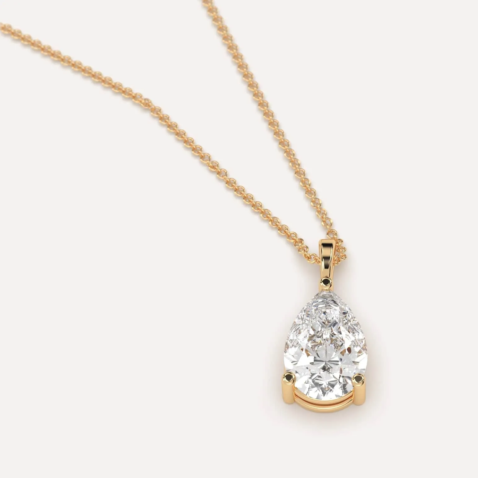 3 carat Pear Diamond Pendant Necklace