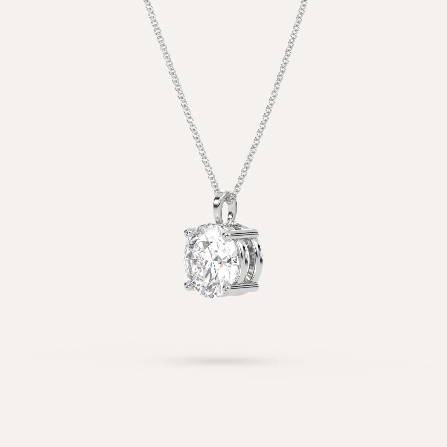 3 carat Round Diamond Pendant Necklace