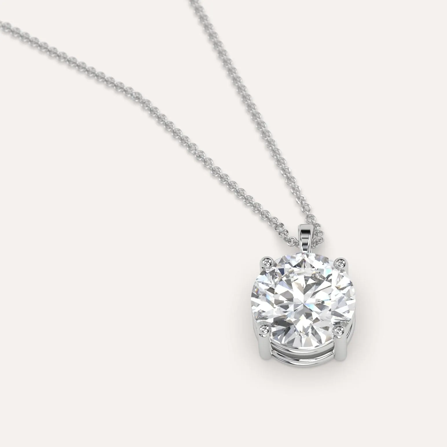 3 carat Round Diamond Pendant Necklace
