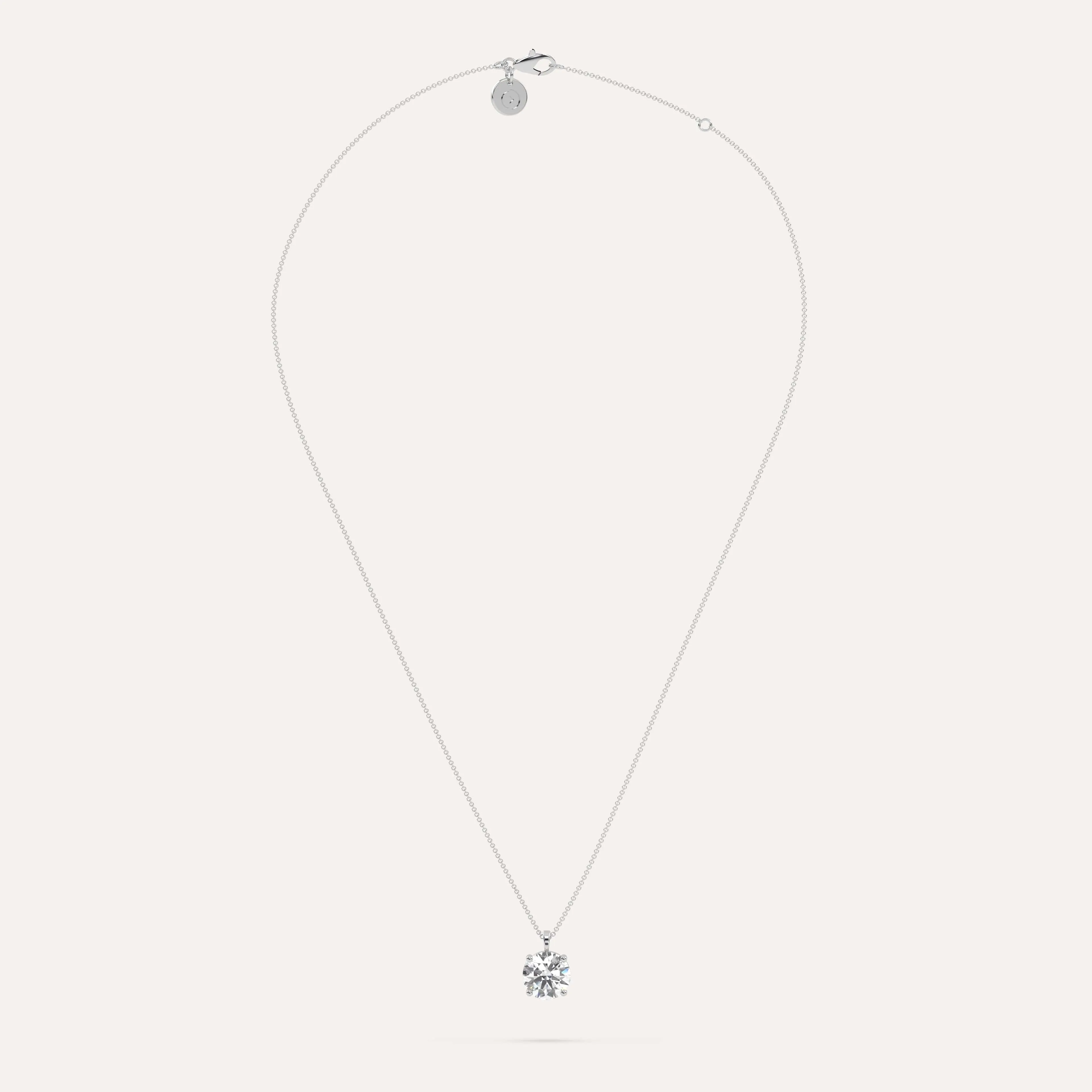 3 carat Round Diamond Pendant Necklace