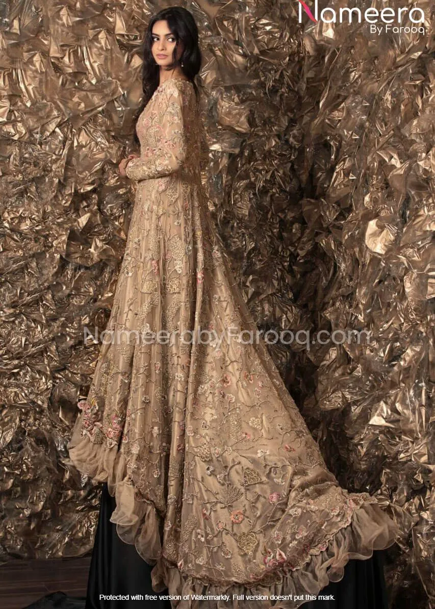Alluring Golden Pakistani designer bridal Dress #BN110