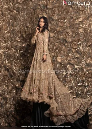 Alluring Golden Pakistani designer bridal Dress #BN110