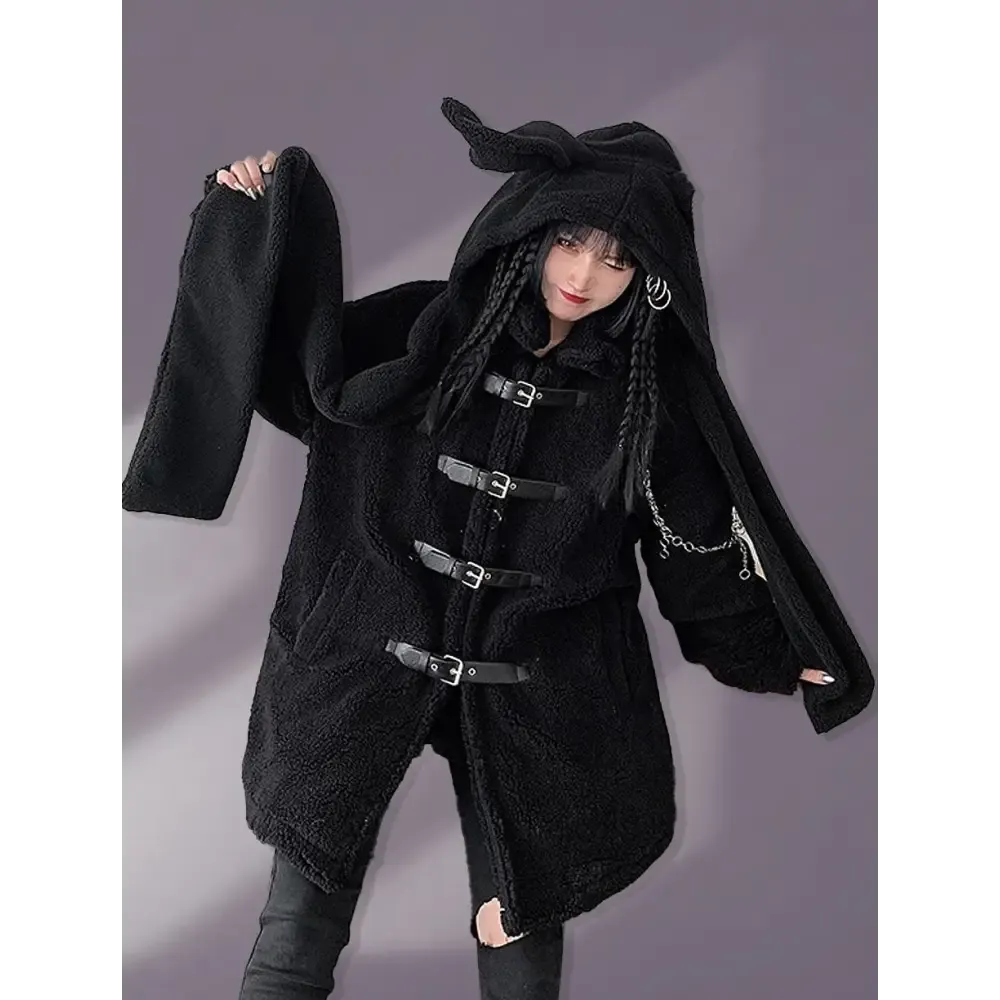 Alt Goth Bunny Chain Hat Scarf for Women and Teen Girls