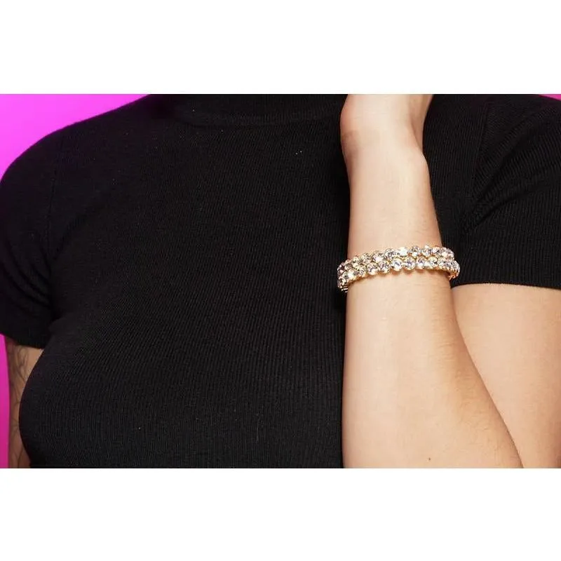 Amina Double Row Gold Bling Wrap Bracelet