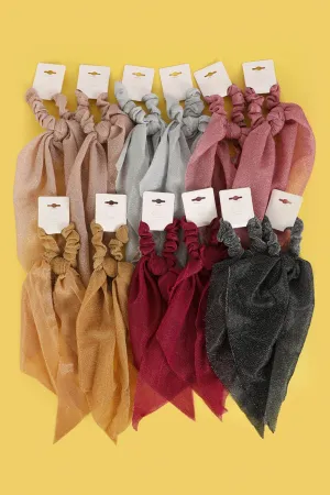 ASSORTED MULTICOLOR SCRUNCHIE SCARF HAIR ACCESSORIES