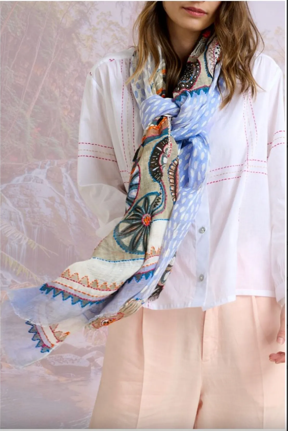Athena Linen Scarf Bleuet
