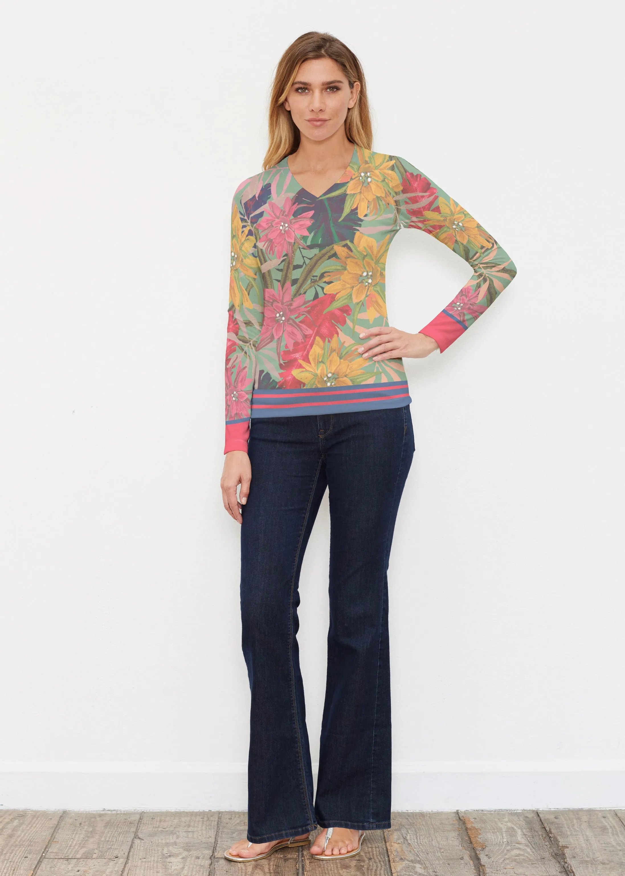 Autumn Stripe (17196) ~ Butterknit Long Sleeve V-Neck Top