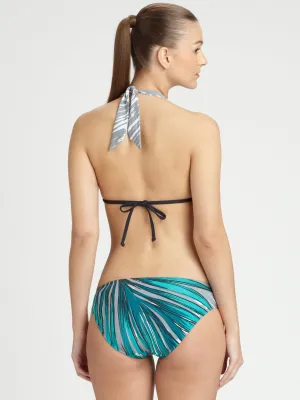 Badgley Mischka Palm Print Tab Side Bikini Bottoms Size M