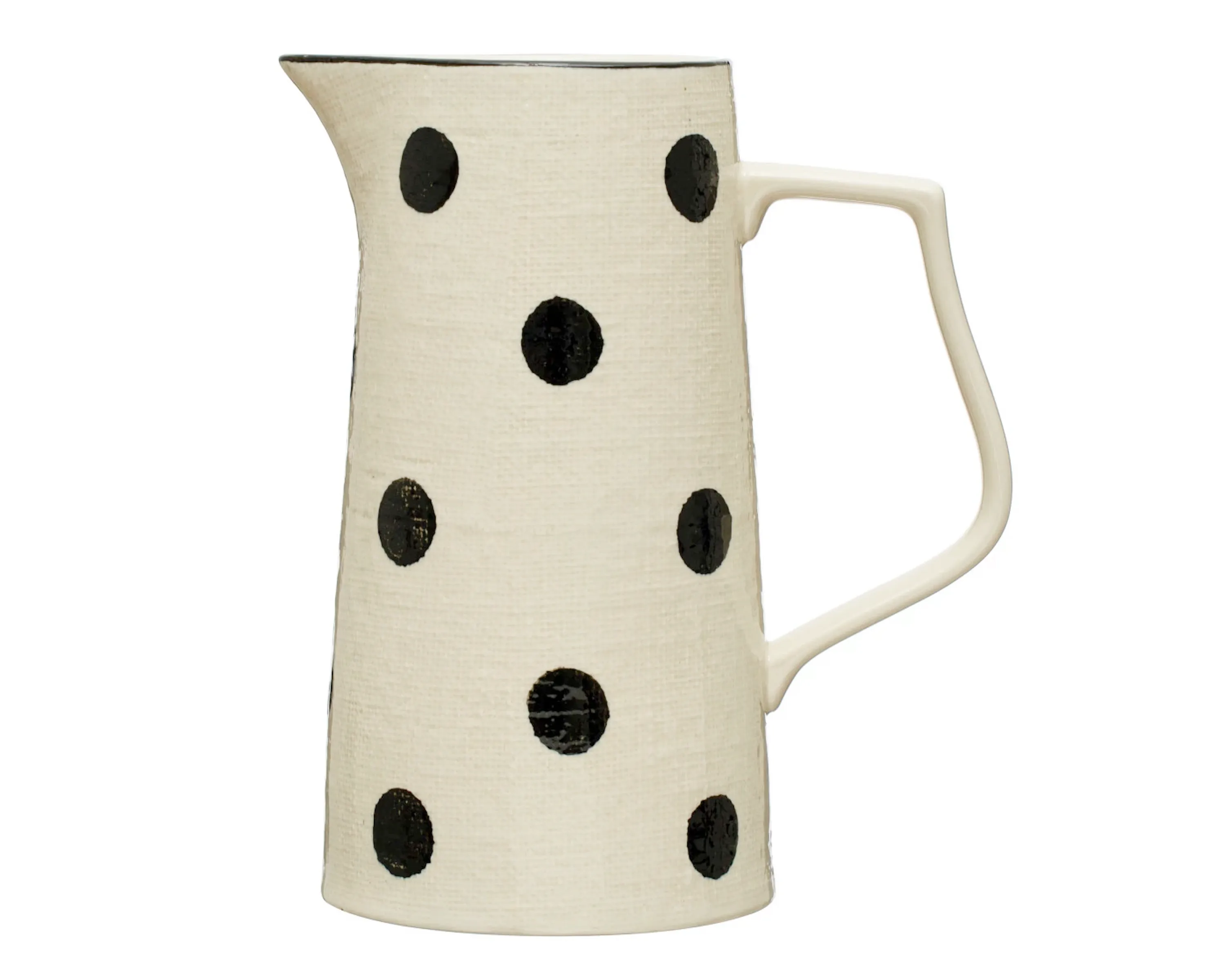 Black & cream polka dot hand-painted pitcher