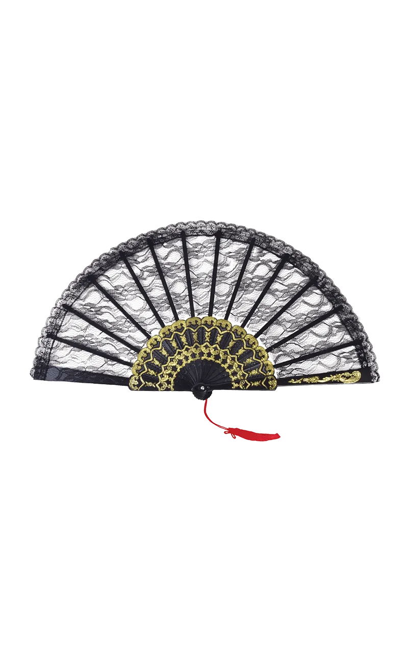 Black Lace Fan Accessory