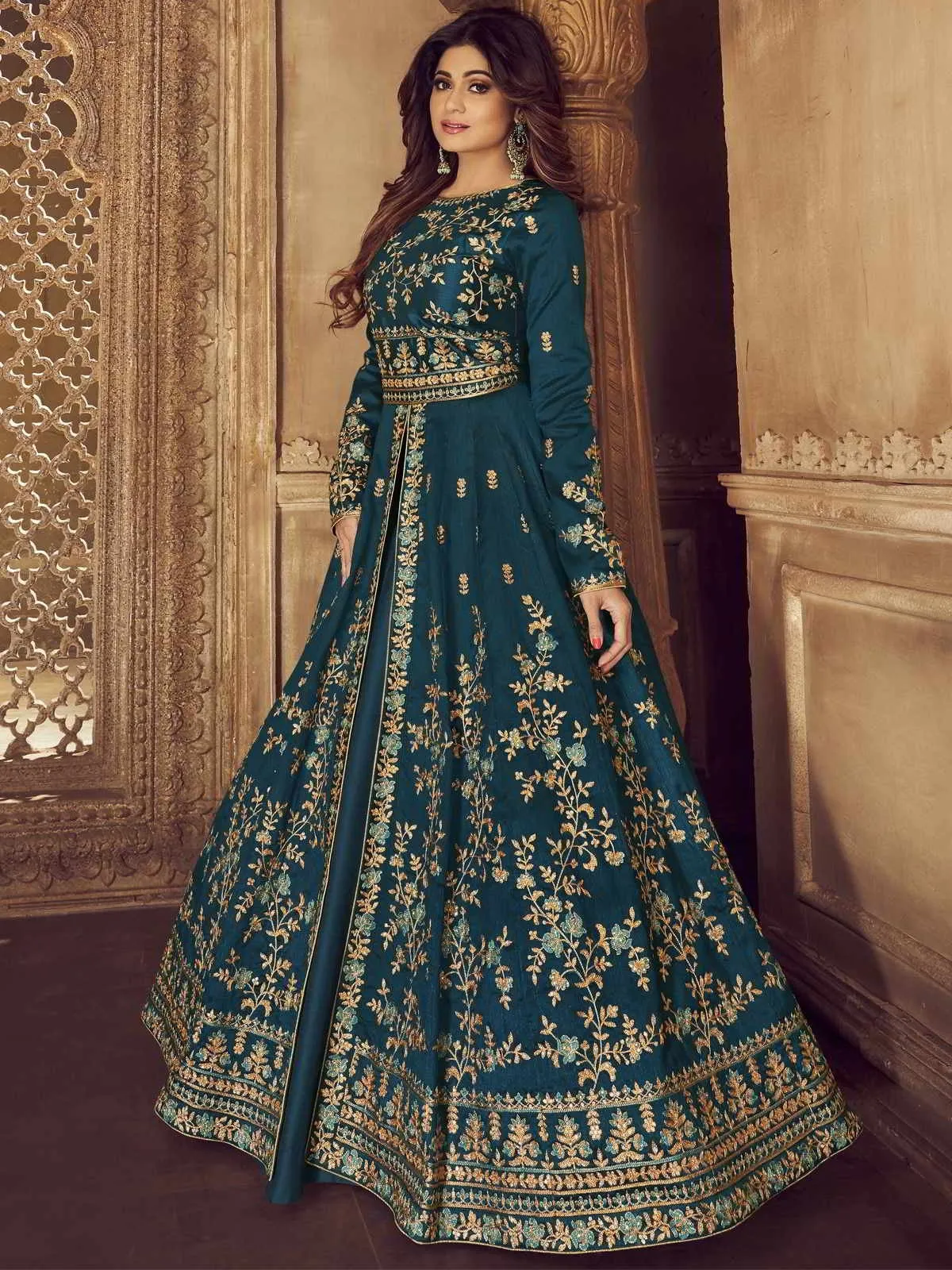 Blue Dual Tone Traditional Anarkali Lehenga Suit
