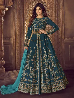 Blue Dual Tone Traditional Anarkali Lehenga Suit