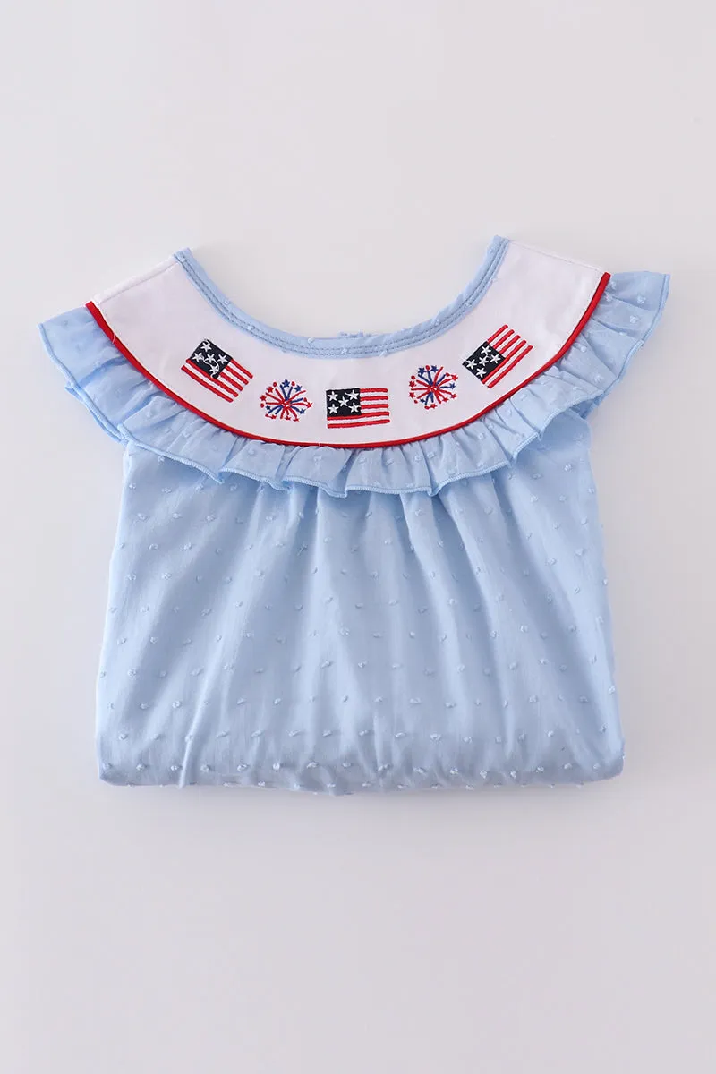 Blue Swiss Dot Flag Embroidery Set
