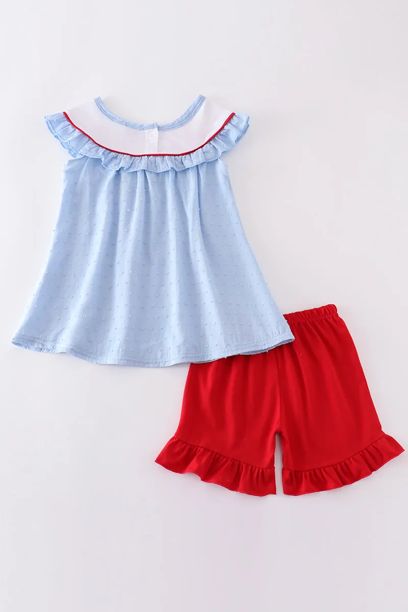 Blue Swiss Dot Flag Embroidery Set