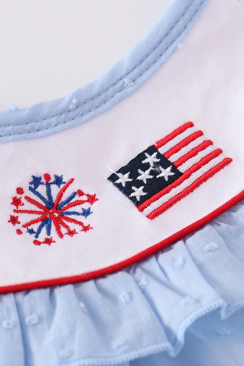 Blue Swiss Dot Flag Embroidery Set