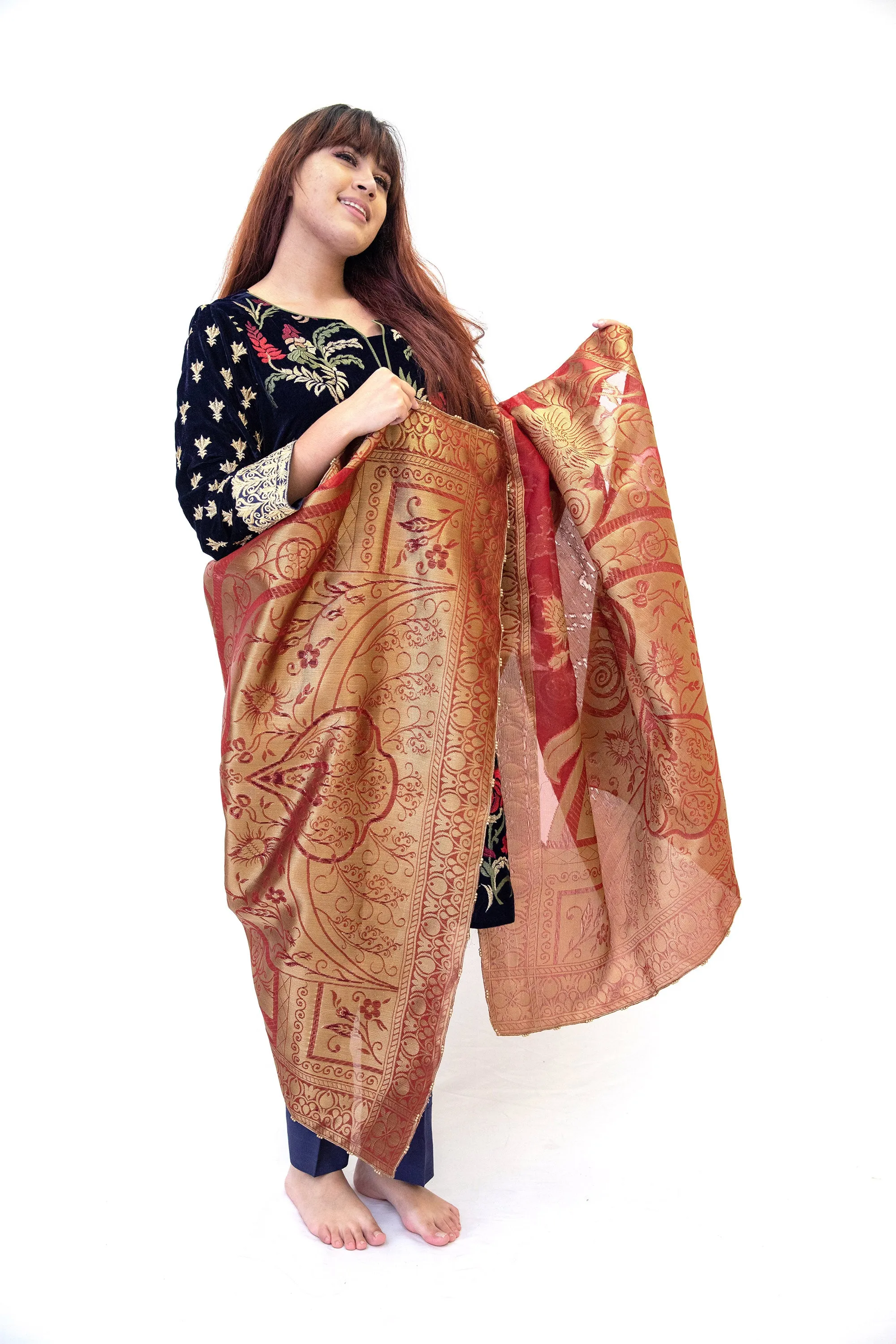 Blue Velvet Salwar Kameez - Iznik Designer Suit