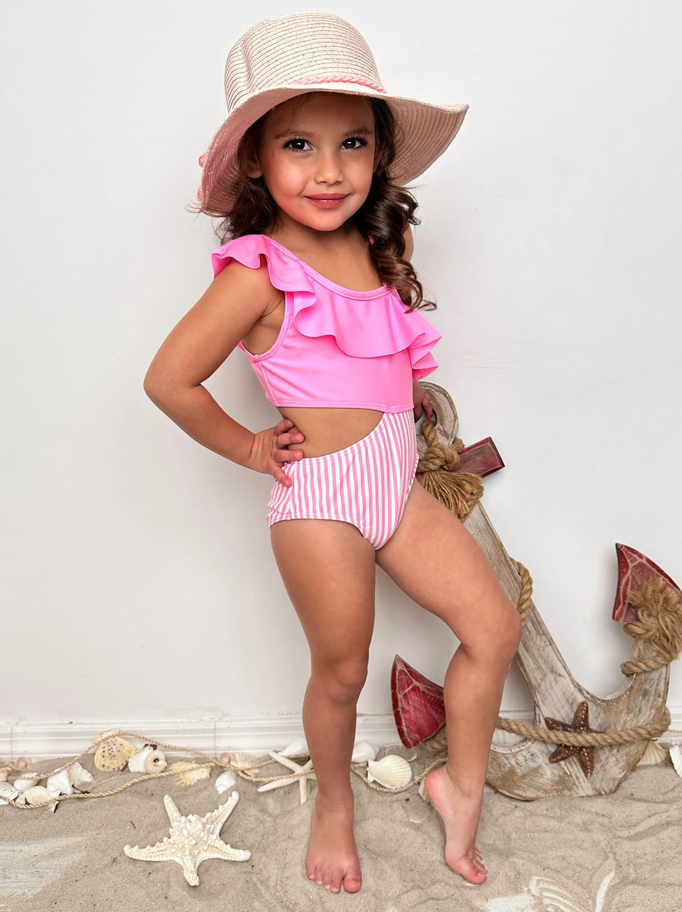 Blush and Splash Pink Ruffle One-Piece Swimsuit