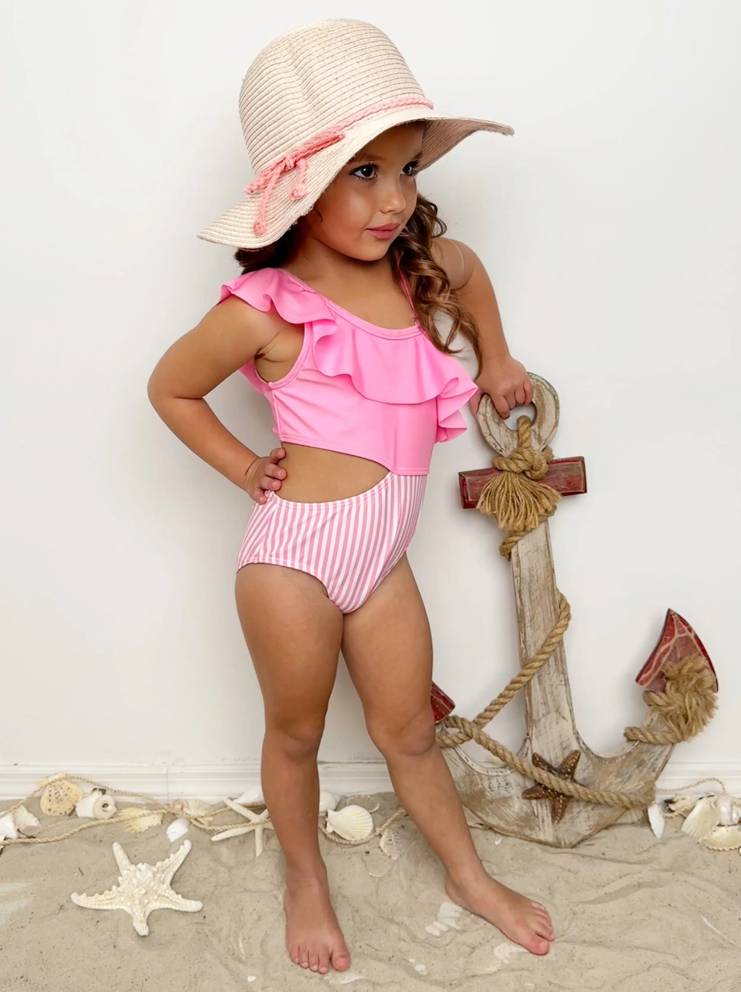 Blush and Splash Pink Ruffle One-Piece Swimsuit